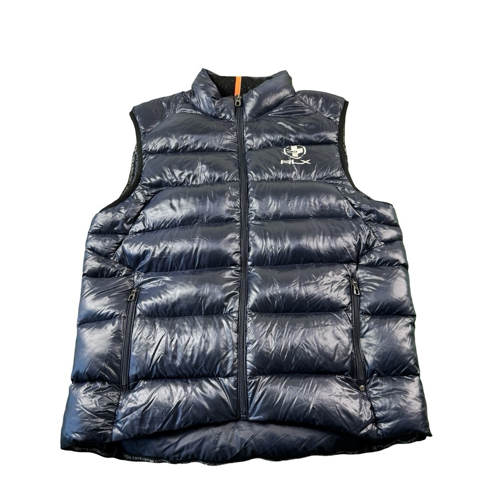 RLX Ralph Lauren Blue Full Zip Down Puffer Vest Mens Medium RN 41381
